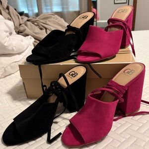 Gianni Bini tie suede heel-BLACK